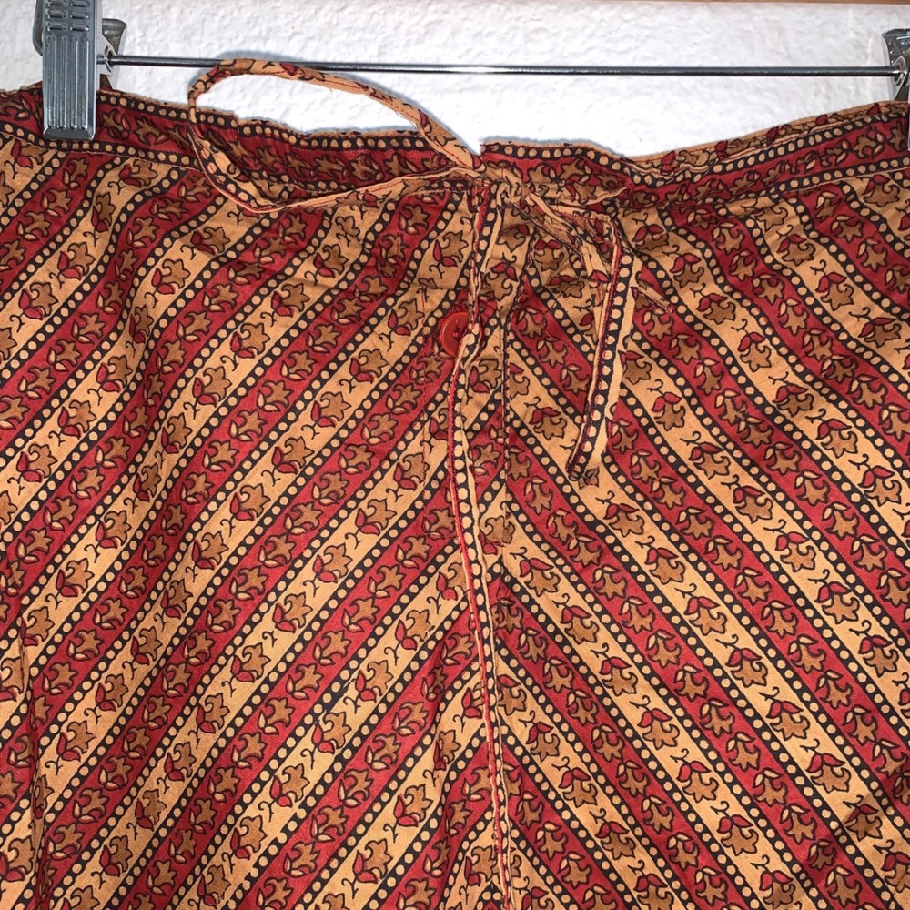 Funky People Womens Red Cotton Floral Chevron Maxi Skirt Boho M 90's Y2k Retro - Picture 3 of 7